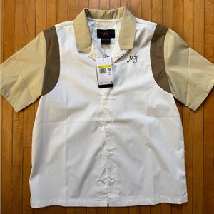 Jordan Two-Tone Cream, Brown & White Button-Down Shirt